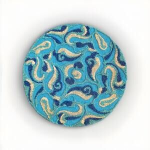 KIM SEYBERT BLUE GLASS BEADED PLACEMAT 15" ROUND INDIA